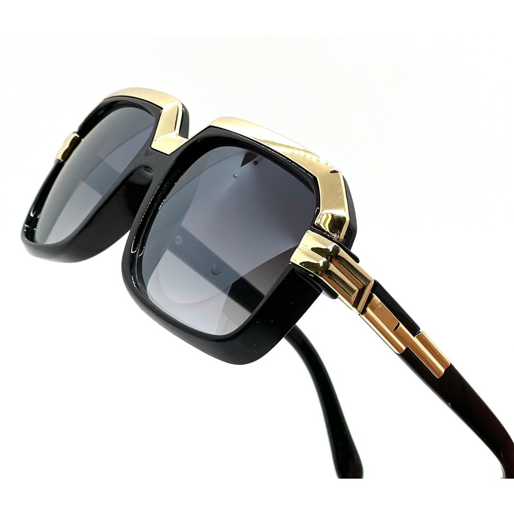 Oversized Square Sunglasses Black Gold Frame Gradient Lens Womens Aviator Fancy‎ - Picture 3 of 17